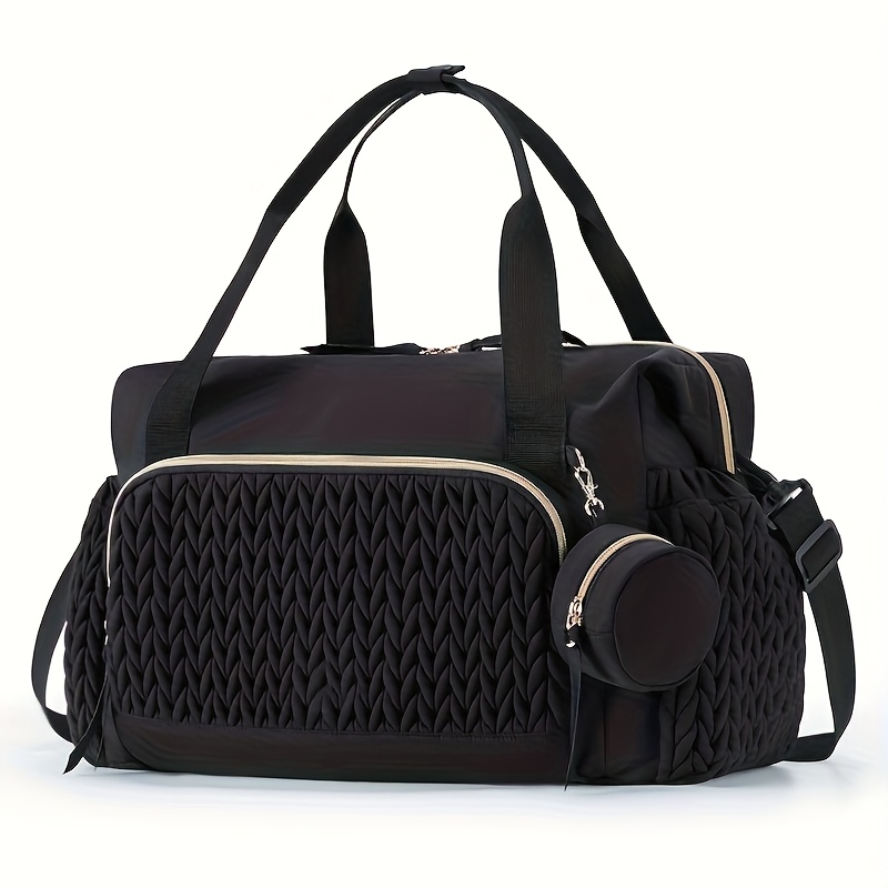 TEMU Large Capacity High Quality Diaper Bag Tote - Stylish Travel Bag With Insulated Bottle Pocket And Zipper Closure, Perfect For Busy Moms!