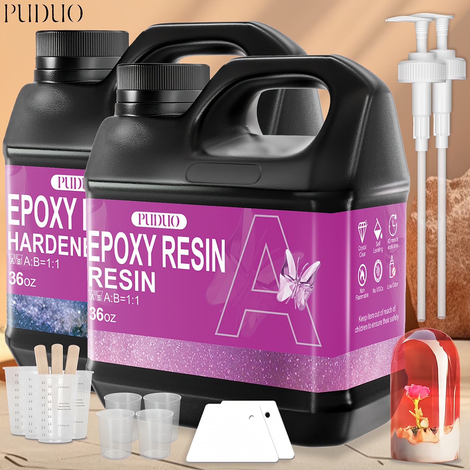 

Epoxy Resin, 72oz Resin Kit, Epoxy Resin -not Yellowing And No Self Leveling 1:1 Casting & Coating For The Art Resin & Epoxy Resin