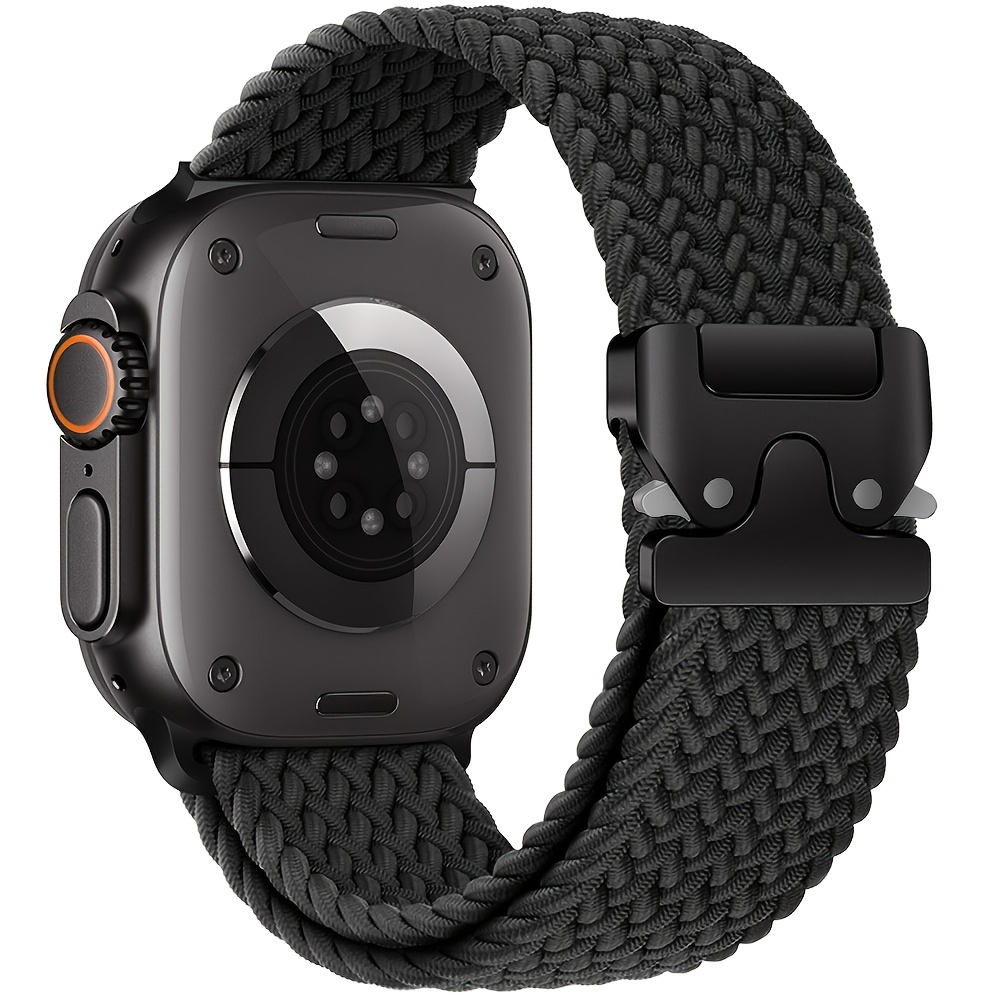 สายข้อมือไนลอนถักยืดหยุ่นสำหรับ Apple Watch 1 ชิ้น ปรับความยืดหยุ่นได้ด้วยหัวเข็มขัดร่ม สายโพลีเอไมด์นุ่ม ไม่กันน้ำ มีระบบยึดแบบตีนตุ๊กแก เข้ากันได้กับรุ่น 1-10, SE, Ultra - ดีไซน์ลายคลื่นสำหรับผู้ชายและผู้หญิง