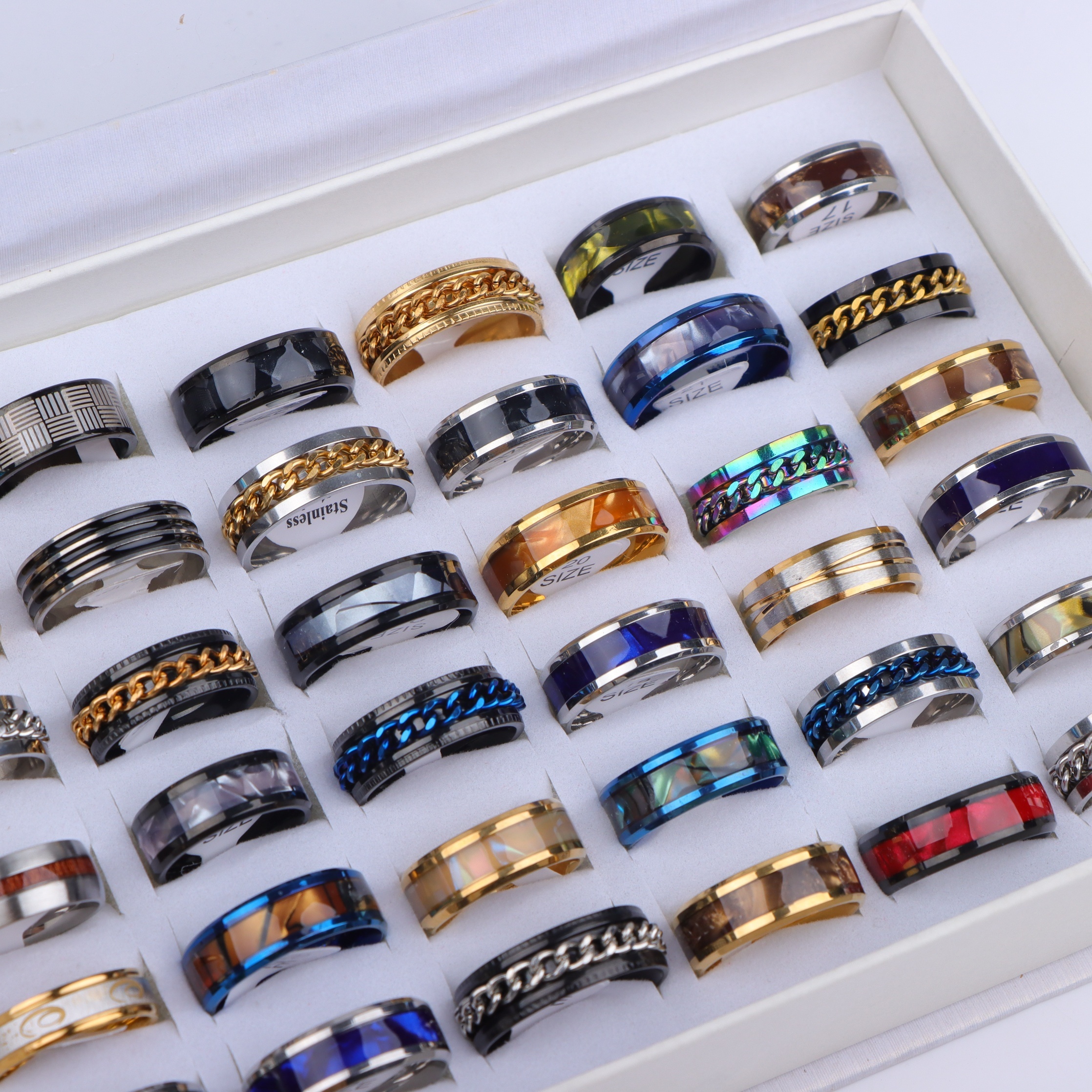 

20/pack Fashion Casual Trend Stainless Steel Men And Women Mixed Rings, Daily And Party Rings, Accessories, Jewelry Rings