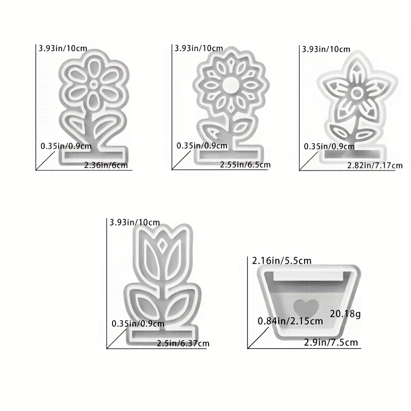 E-shop DIY Harz Silikon Schmuckformen Set – Hohler Blumenrahmen Epoxidform – DIY Sonnenblumen Topfpflanzen-Deko – Silikonform für handgemachte