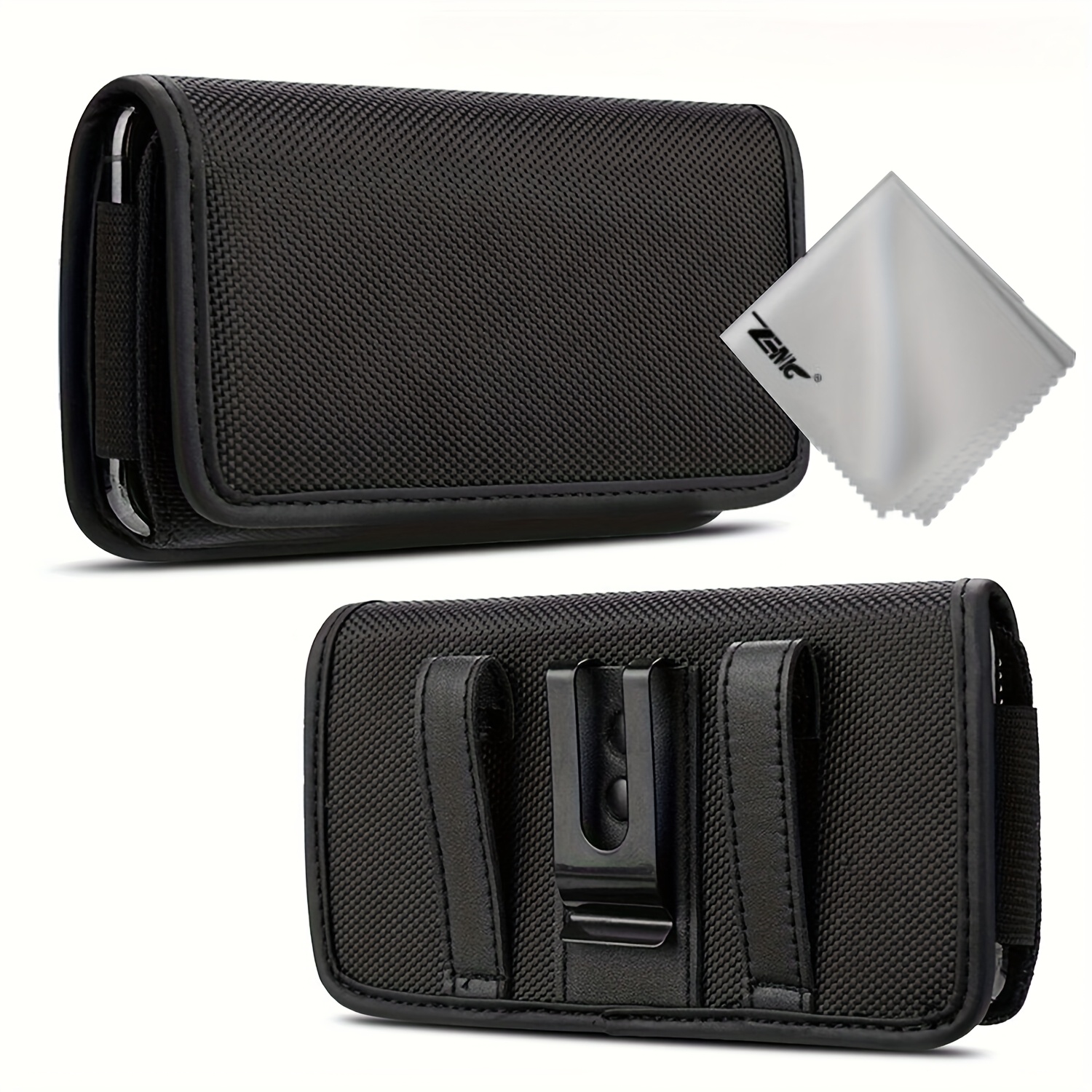 TEMU Phone Case: Universal Fit 5.5-6.9 Inch Nylon Cloth Phone Belt Clip & Cloth - Horizontal Carrying Pouch With Vertical Dual Pockets And Carabiner