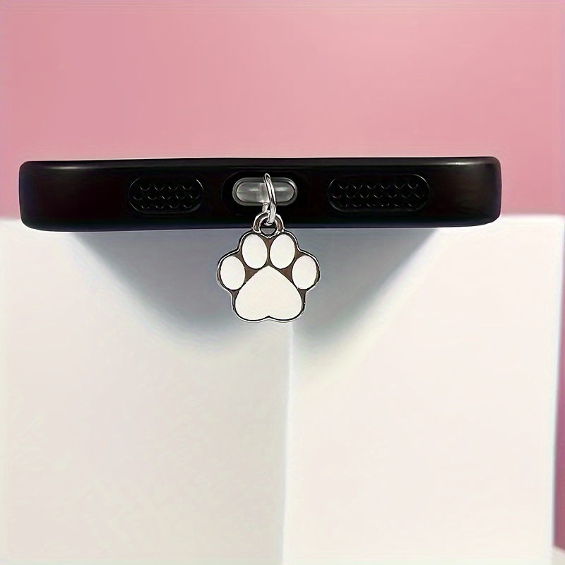 1pc -shaped Cat Paw Dust Plug Pendant, Suitable For Iphone, Type-c, , Universal Mobile Phone Additions Jewelry, Holiday Gift