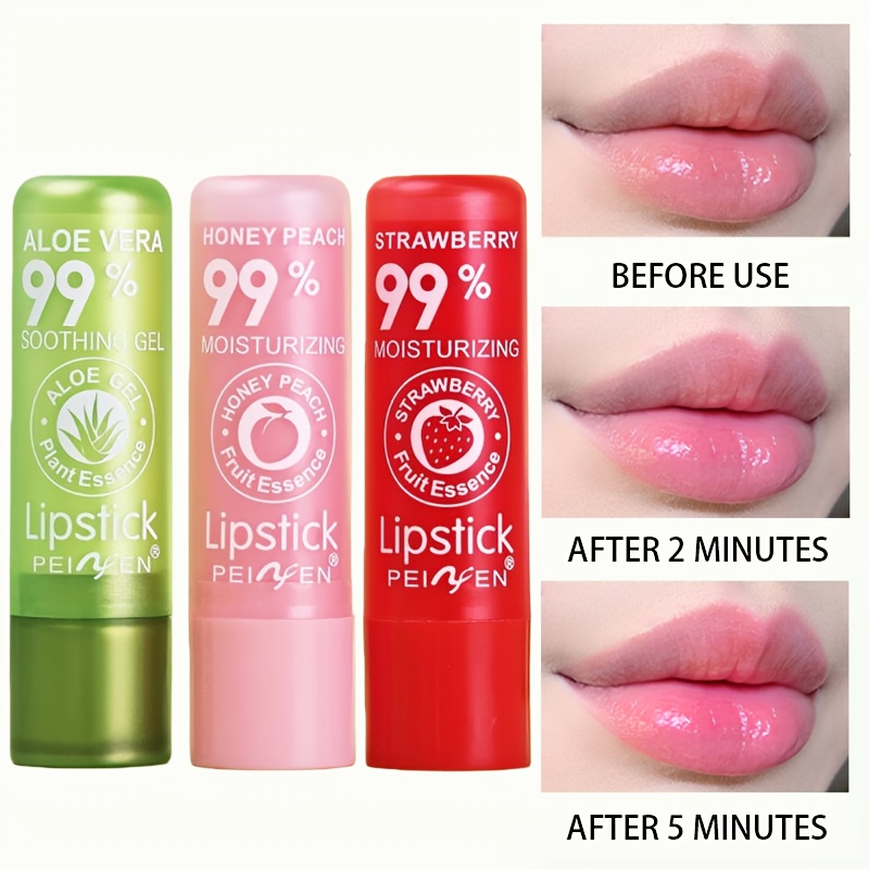 A Set of 3 Colored Lip Balms, Moisturizing, Perfect for Everyday Use