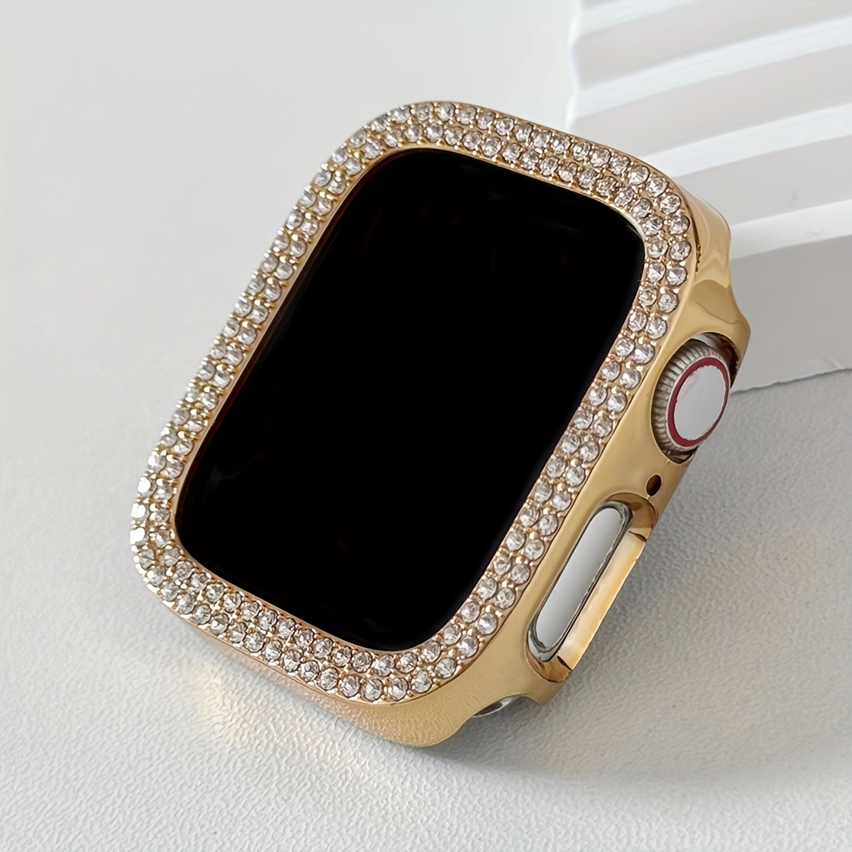 TEMU 1pc Strass Brillant Creux Clignotant Anti-Chute Boîtier de Montre de Protection, pour Apple Watch 38/40/41/42/44/45/46/49Mm, pour Apple Watch