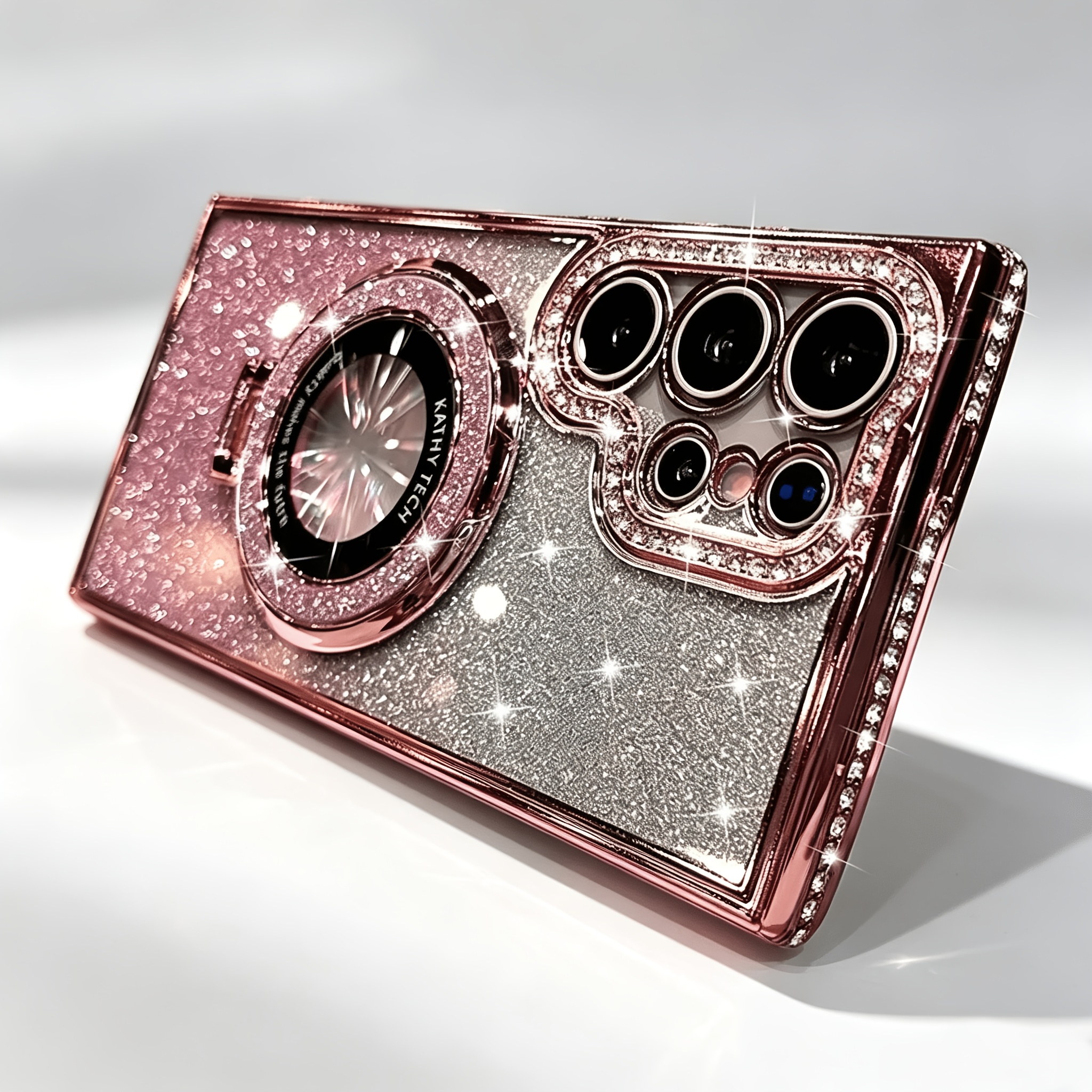 Phone Case - Suitable For Galaxy S26 S25 S24 S23 S22 , Includes Lens Film Flash Powder Diamond Bracket Mobile Phone Case, Luxurious Side Drill Shockproof Cover, Compatible With A55 A54 A36 A35 A34