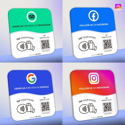 Artikelbild ./3 stk./5 stk. google , sofort- , eingebauter nfc-tag, unterstützt nfc-tap und qr-code-scannen, bequem für die verlinkung, acrylmaterial, für google-bewertungen, instagram, facebook
