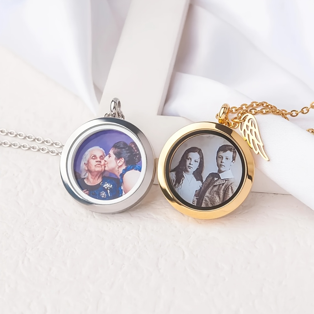 Custom Family Photo Glass Locket Necklace, Personalized Keepsake