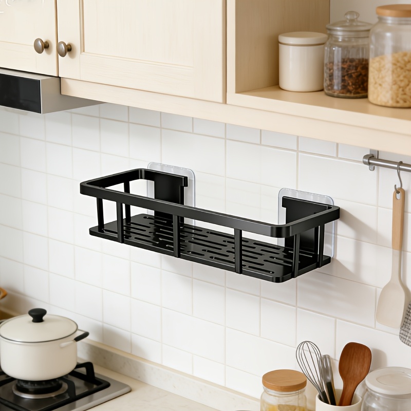 TEMU 3 pcs (1 étagère et 2 crochets). Grand support de douche mural de grande capacité, étagère de salle de bain perçage, étagère de rangement pour