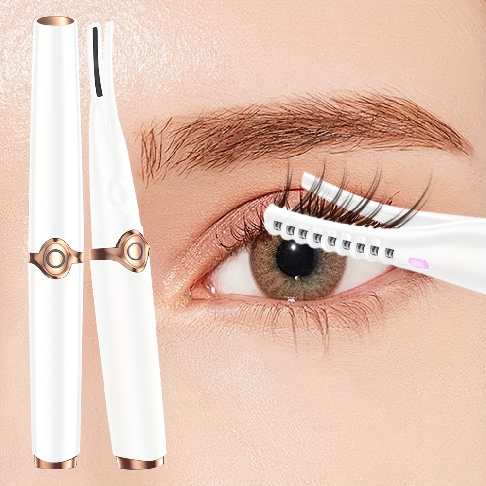 clip type heated eyelash curler with comb usb rechargeable for use after wearing false eyelashes and mascara 3 temperature   quick curling long lasting