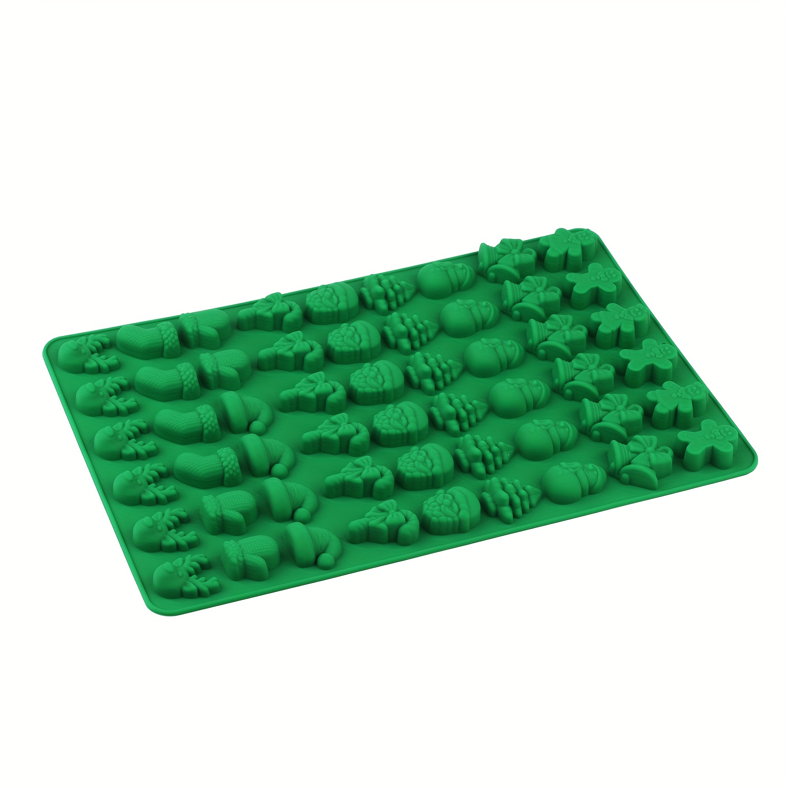 Image of 1pc Christmas Silicone Baking Candy Mold, Green Thick Silicone Dessert Baking Mold, Silicone Mold Used For Christmas, Chocolate, Gummies, Candies
