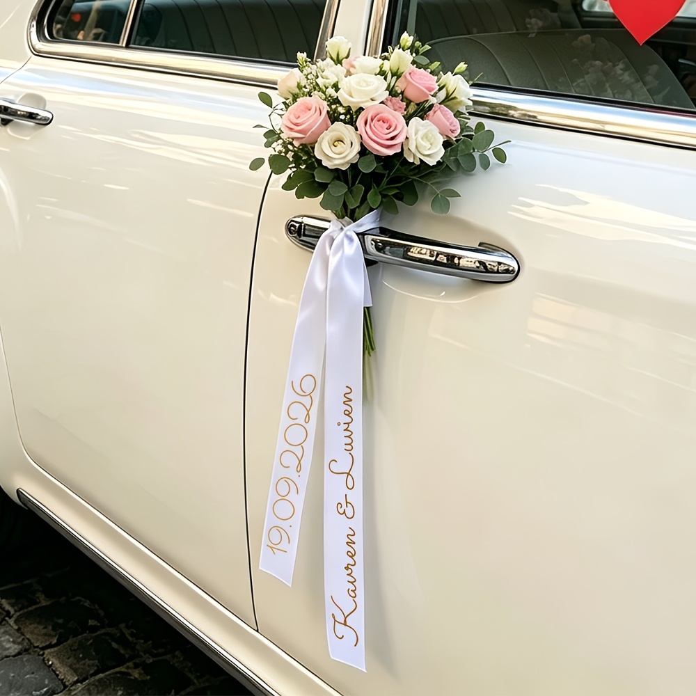 TEMU 1 stuks Gepersonaliseerde Lint voor Bruiloft Auto Decoratie, Gepersonaliseerde Bruiloft Auto Decoratie, Speciale Lint voor Bruid en Bruidsgast,