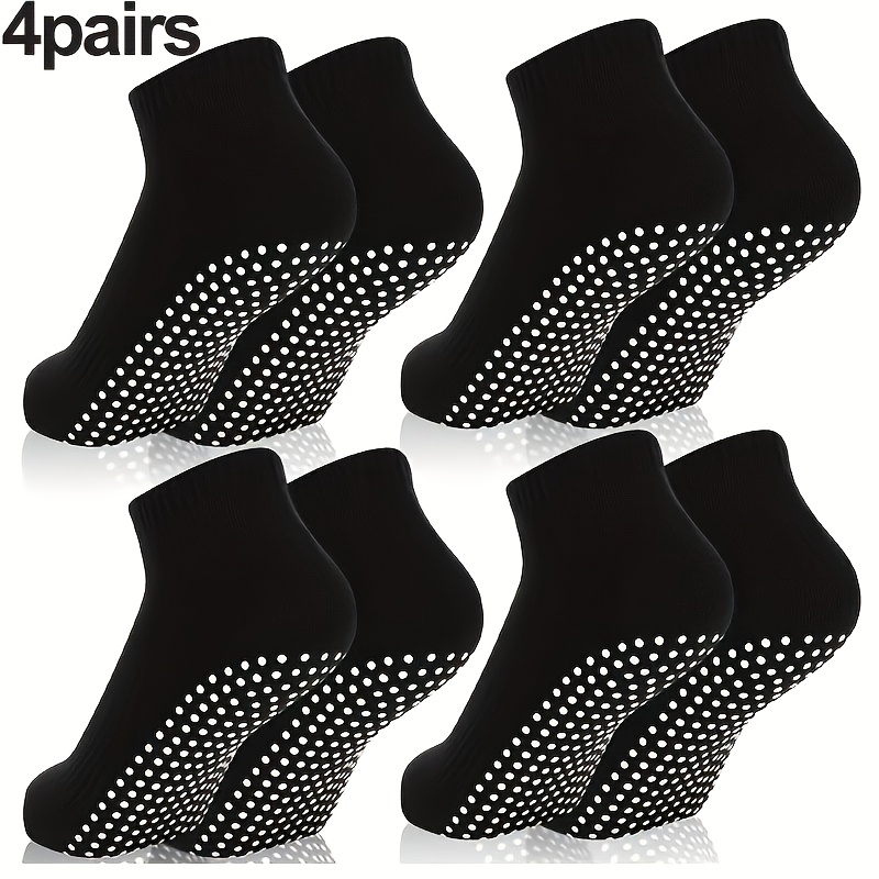 TEMU 4 di Calzini Corti Antiscivolo per Yoga. Applicazione di Punti in Silicone a Forma di Palma Intera. Stile Base. Adatti per Pilates, Fitness
