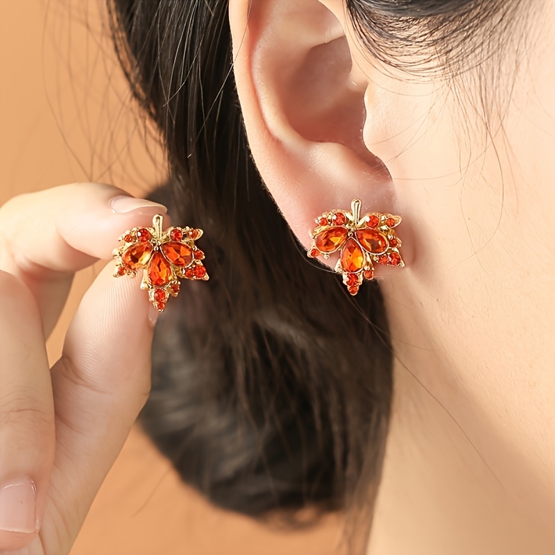 TEMU Pendientes de tipo perno con hoja de de estilo japonés y coreano, pendientes de y de moda vintage, accesorios para de moda, elegantes y