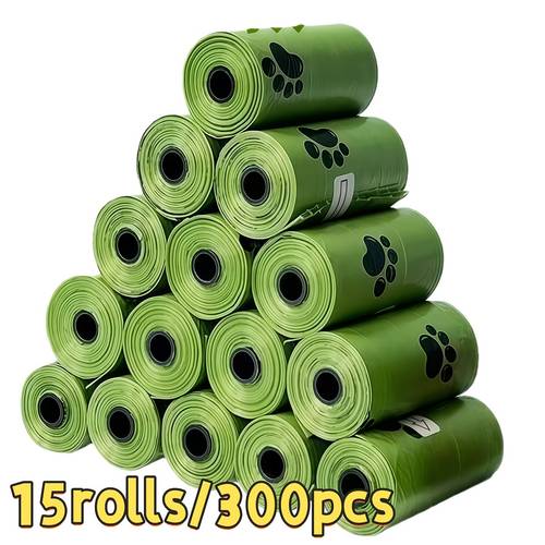 15 rotoli/300 pezzi sacchetti per escrementi di animali domestici antiperdita e antiodore - con design di - polietilene ispessito per facile pulizia, resistenti e qualità, adatti per , sacchetti per escrementi di animali domestici, materiale antiodore