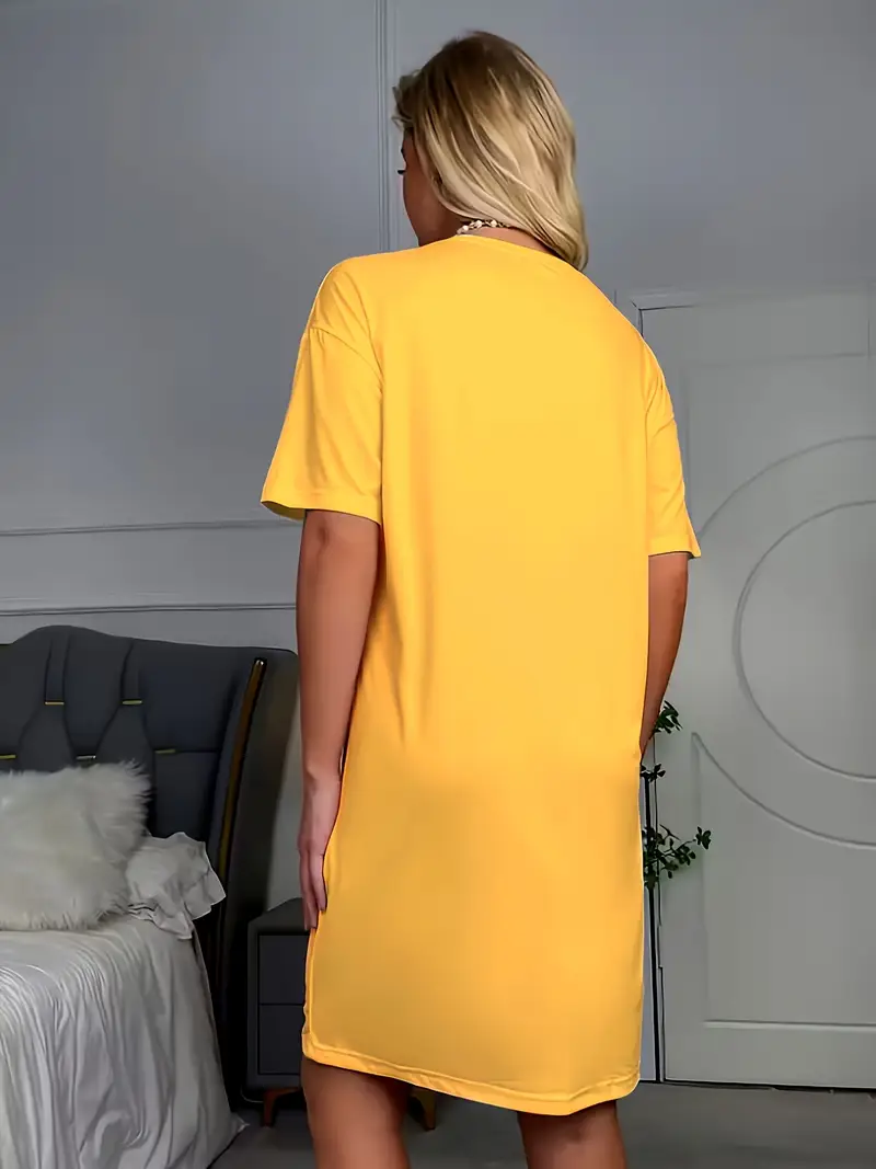 nightgown t shirt dress Women Summer Short Sleeve Cartoon Nightgown Sleepwear Top Sleep Dress Nightshirt