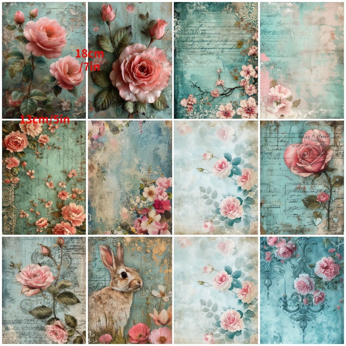 

Vintage Floral Scrapbook Paper Pad - 12 Sheets, 5x7 Inches, Artistic Tissue Paper For Gift Wrap, Bullet Journaling, Crafts, Backgrounds, Junk Journals, And Diy Projects - Paper Material