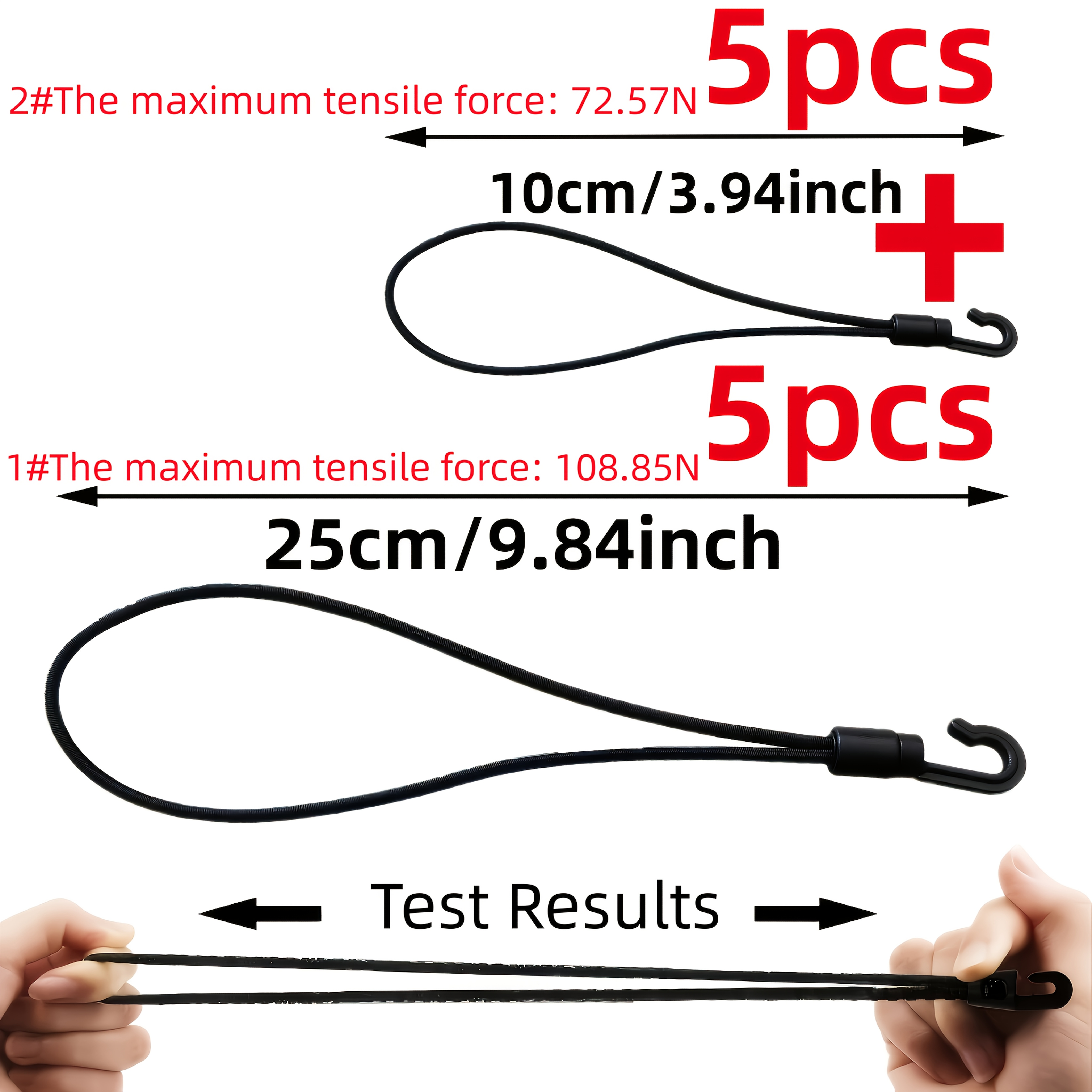 E-shop 5/10 Stück Hochleistungs-Elastikbänder mit Haken – Sichere & Langlebige Spanngurte für Camping, Poolabdeckungen, Bootsabdeckungen & Mehr –