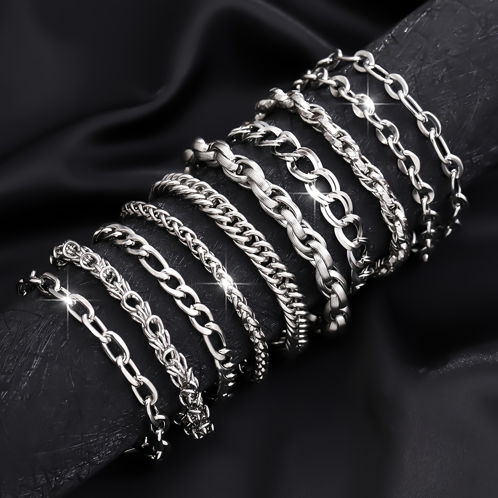 3pcs Men's 304 Stainless Steel Hip Hop Chunky Bracelet Set