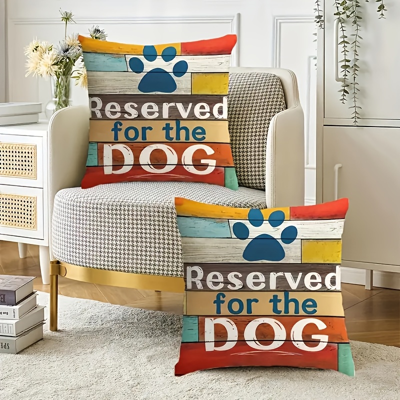 2pcs Dog Lover Decorative Throw Pillows, Paw Print & Striped Design