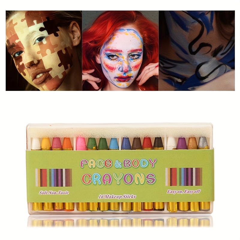 TEMU 16- & Body Crayons Set, Waterproof Oil Paint Sticks For Skin, Long-lasting, Multi-, Face And Body Painting