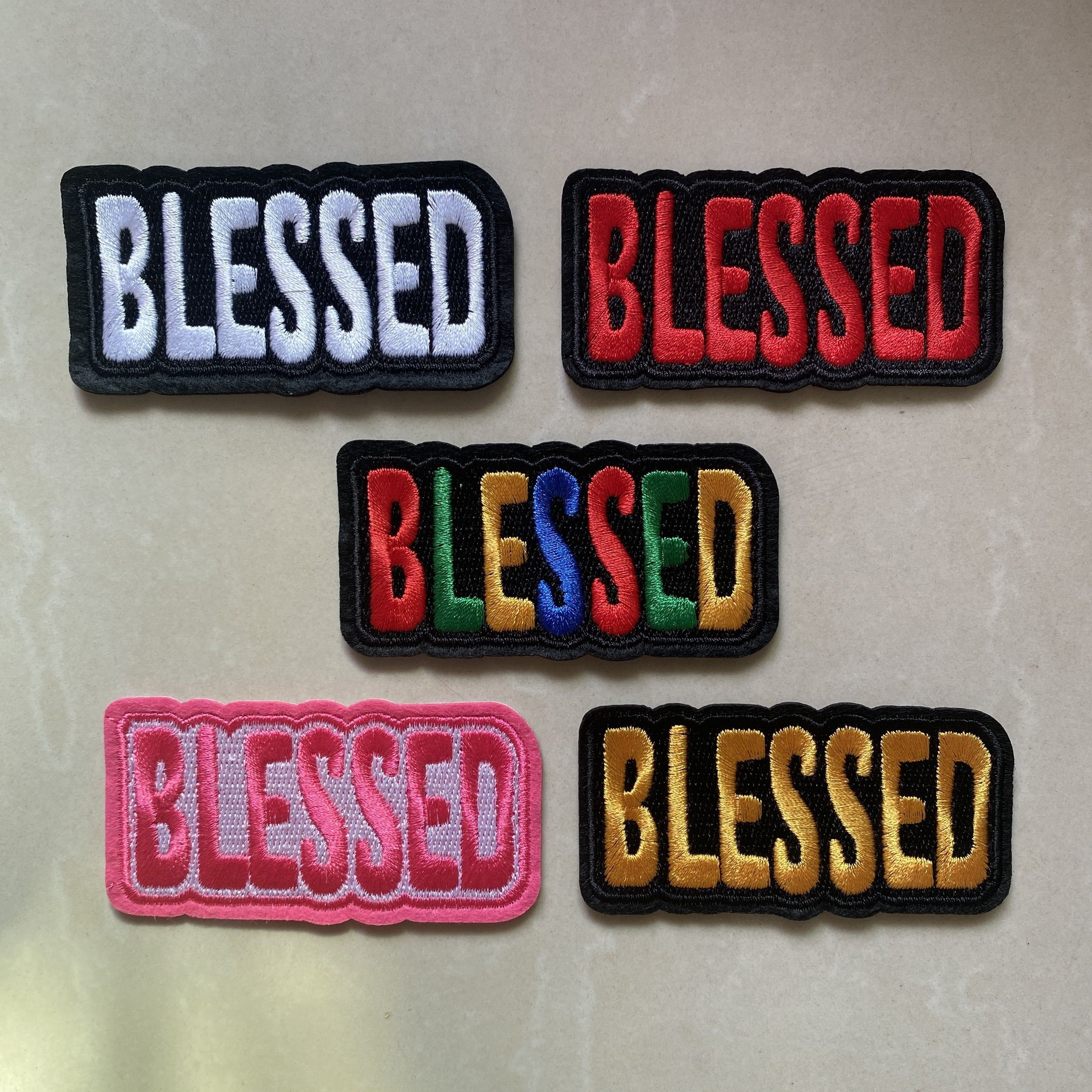 

Blessed Embroidered Iron-on Patch – High Quality, Fashion Accessory For Clothing And Bags, Decorative Letter Appliqué In Various Colors – Pack Of 1