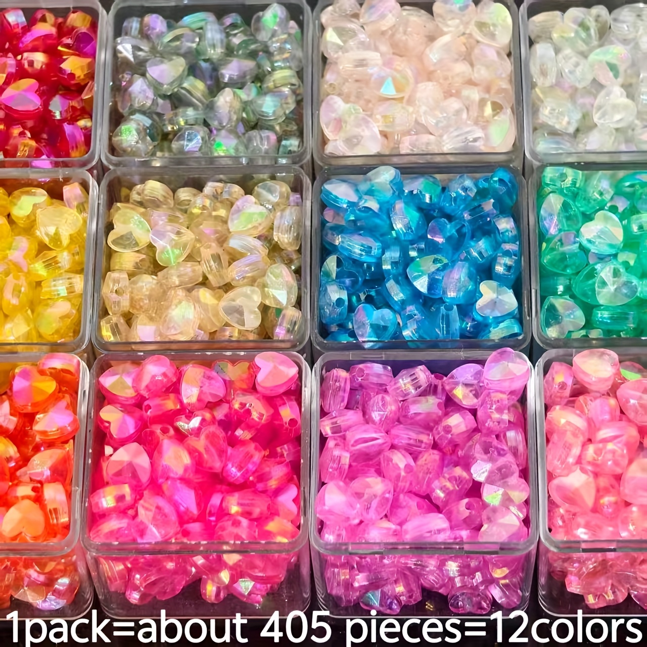 Image of 405pcs 12-color Assorted Set - 8mm , Acrylic , Bracelet And Clothing Accessories For Jewelry Making, Diy, Unisex Ethnic Style Bracelet And Necklace Decoration Beads, Handcraft Supplies