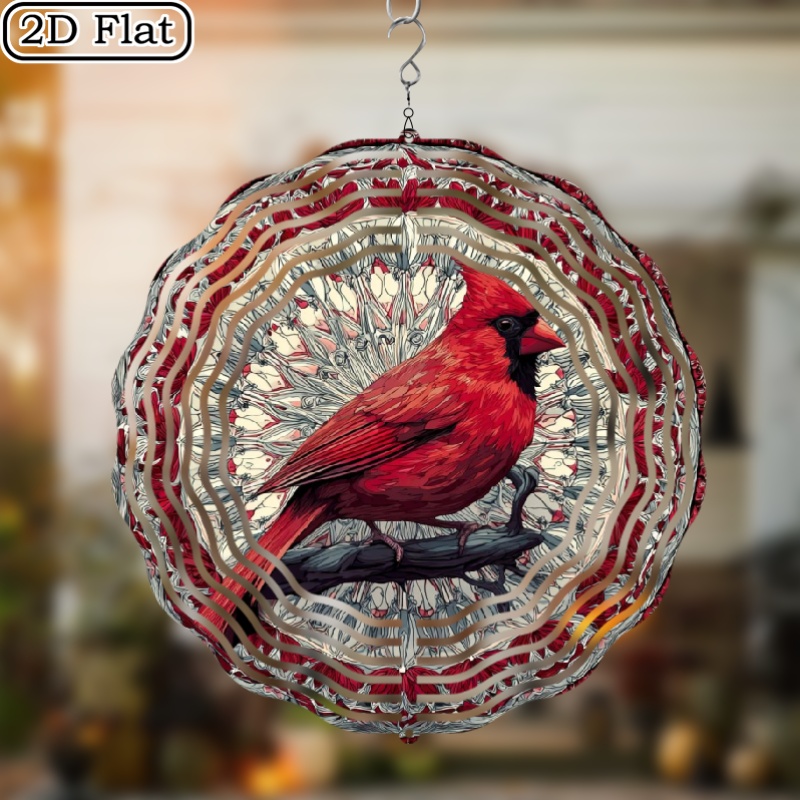 TEMU 1pc Bird Wind Spinner - 10-inch Large Kinetic Yard & Indoor/outdoor Decoration With 360° Rotating Hook, Metal Spinner With Bird On Branch -