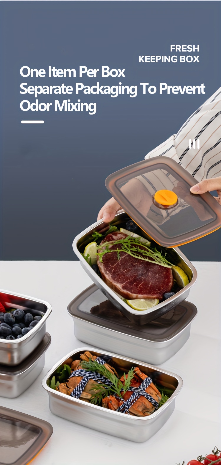 1 pieza recipiente almacenamiento alimentos acero inoxidable - Temu, image size:750x1571