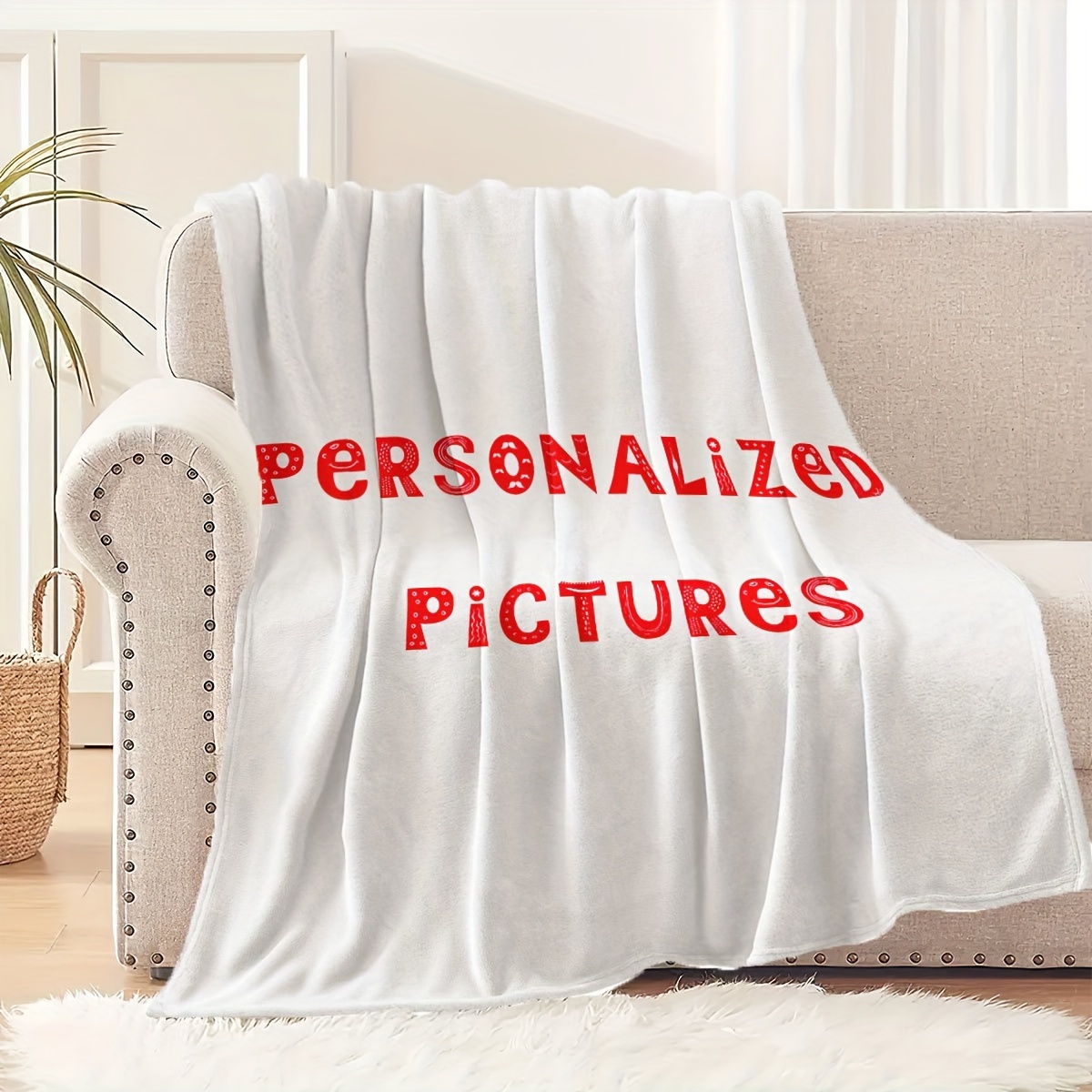 

Customized Photo Fleece Blanket - Warm, Comfortable Flannel Throw For All , Perfect Gift, With Geometric Pattern, Mixed Colors