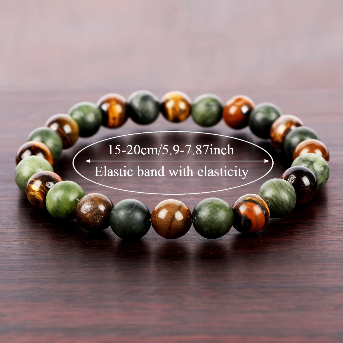 TEMU Tiger Eye & Natural Stone Bracelet For Wealth, & - Fashion Elastic Stretch Bead Bracelet, Unisex, Jewelry For Women