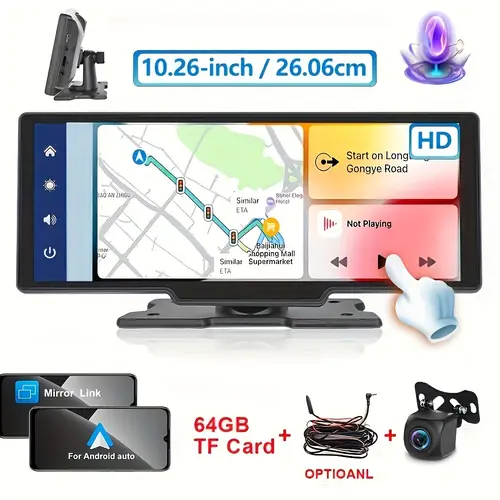 10 26 ips car mp5 player auto hd display built in speaker fm transmitter voice control usb cable aux input for all cars vibrant display entertainment display daily