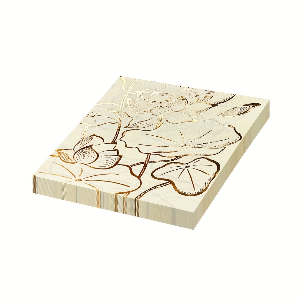 TEMU 20pcs Disposable Paper Towels Party Decoration Paper Towels Lotus Hot Stamping Pattern Retro 13*13inch