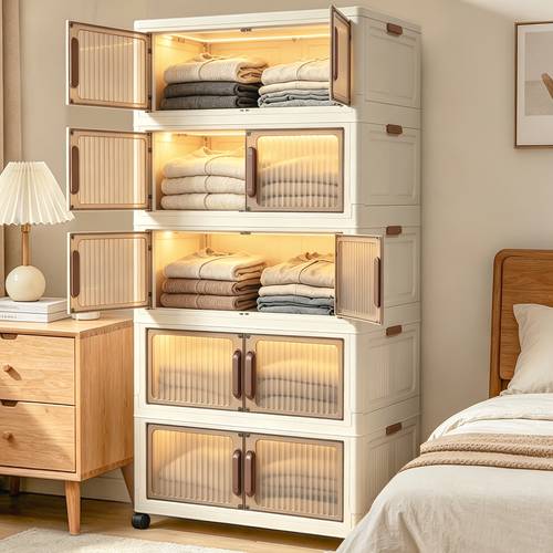 item picture extra large space saving storage cabinet stackable storage boxes 2 4 5tier foldable storage cabinet with wheels lids lidded storage bins organizer for entrance bedroom wardrobe office multi functional for books clothes shoes