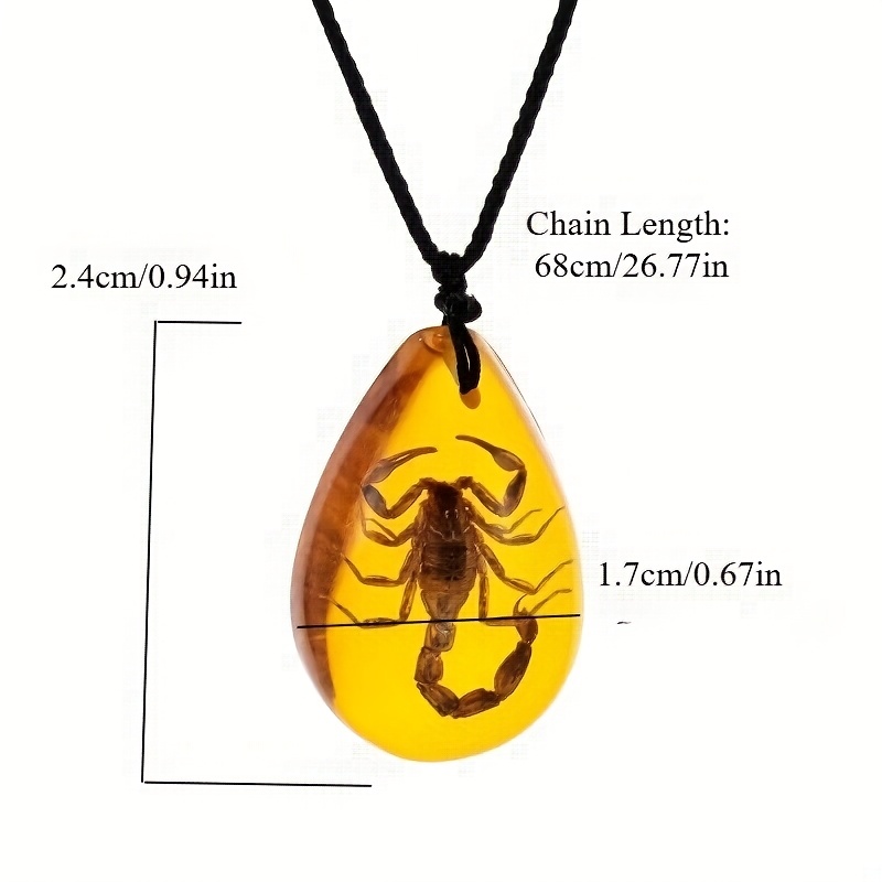 TEMU 1pc Men's Amber Pendant Necklace - Realistic Resin With Black Sweater Chain & , Suitable For, Valentine's Gifts, Daily Wear, Versatile Accessory