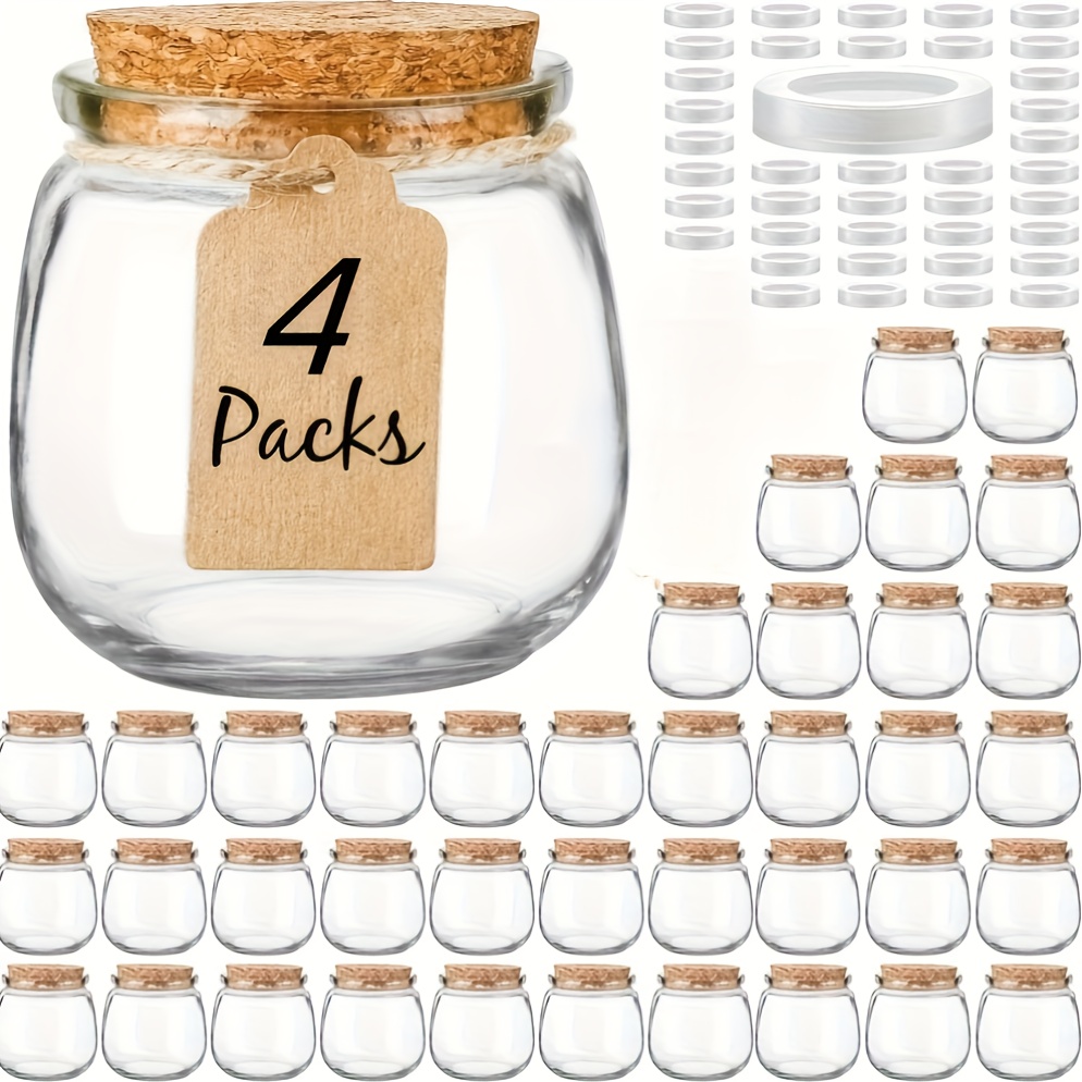 

4 Pack Empty Candle Jars For Candle Making Candles, 7oz Small Glass Jars With Cork , Jars With Pe For Wedding Favor, Diy Gift