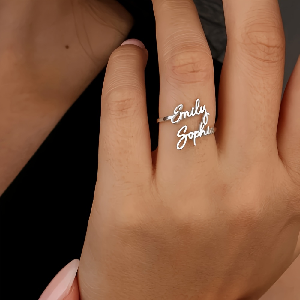 To 2 Name Rings, Personalized Name Rings, Stainless Steel Name Rings, Customized Name Rings, Personalized Accessories, Birthday Gifts, Christmas Gifts