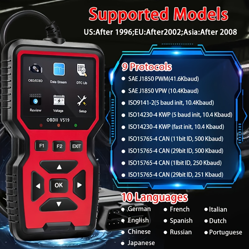 TEMU Car Full Eobd Code Reader Scanner Automotive Professional Obdii Diagnostic Tools Car Diagnostic