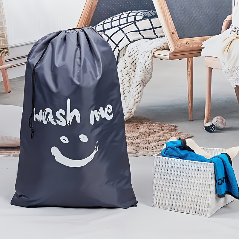 1-Pack Large Travel Laundry Bag with Wash Me Print - Durable Nylon Multi-Functional Organizer for Clothes, Towels & Bedding - Machine Washable & Dry Cleanable (Black & Turquoise), Portable Washing Bag, Easygrip Handle