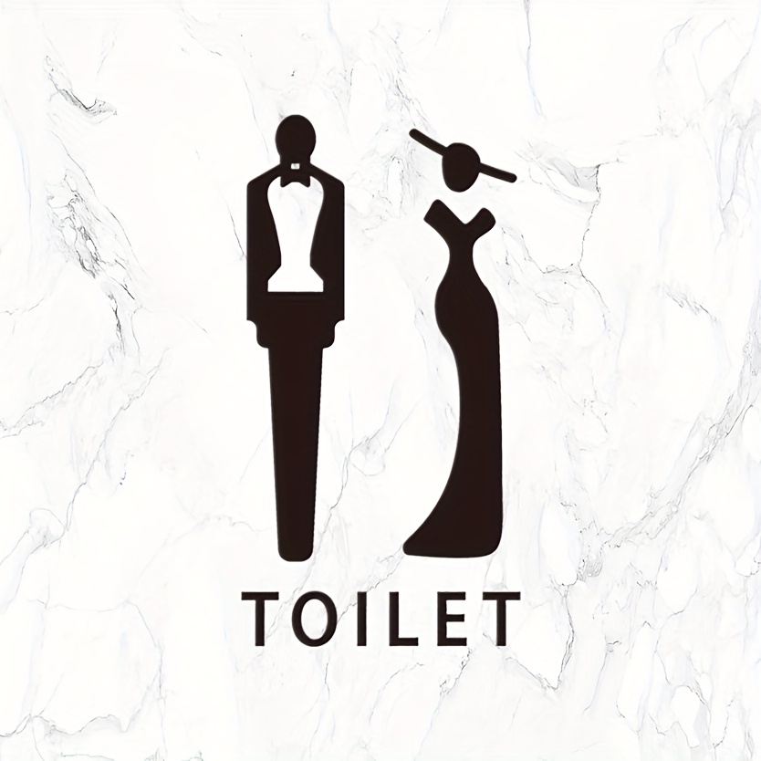Self-adhesive Male/female Restroom Sign - Male & Female Symbols Toilet Door Sticker, Black Public Bathroom Signage Suitable For, Office, Public Restrooms - Application, 13.9cm/5.47 Inches