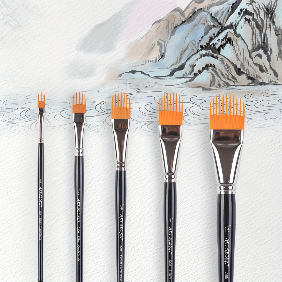 

Artsecret Nylon Hair Paint Brush For Watercolor And Acrylic Painting, Synthetic Bristles With Brass And Black Handle, In Multiple Sizes (1/4", 1/2", 5/8", 1", 1-1/2")