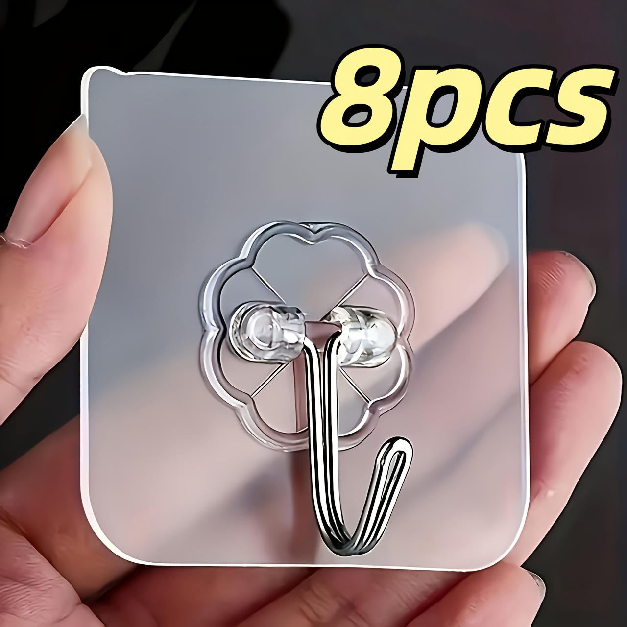 TEMU Set di ganci da parete con ganci adesivi, installazione facile senza foratura, adatti per bagno, cucina e . I ganci adesivi trasparenti possono