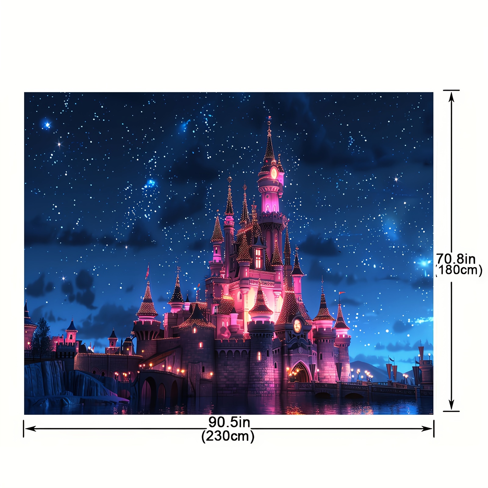 1 τεμ 51×59 ιντσών/70.8×90.5 ιντσών Φωτογραφικό σκηνικό, σκηνικό κάστρου Όμορφη νυχτερινή θέα στο κάστρο Φωτογραφία φόντου Φωτογραφικό πάρτι γενεθλίων Βίντεο λήψης στηρίγματα
