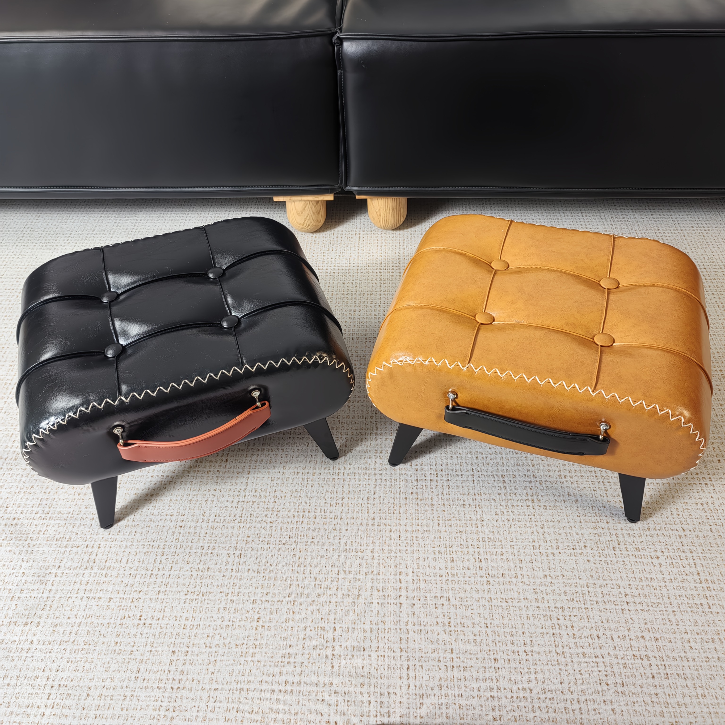 living room entryway shoe cabinet foyer stool synthetic leather sofa stool shoe changing stool Product details 4
