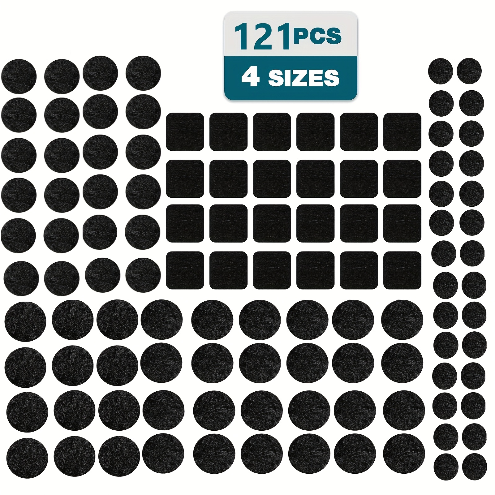 Image of Self-adhesive Felt Pads - Pack Of 121 Chair Felt Pads - Furniture Pads Black Self-adhesive Felt Thickness 3mm