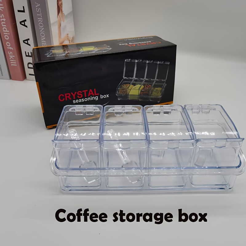 

Coffee Bar Accessories Acrylic Box Coffee Capsule Holder Coffee Pod Storage Clear 4 Compartment With Lid Organizer