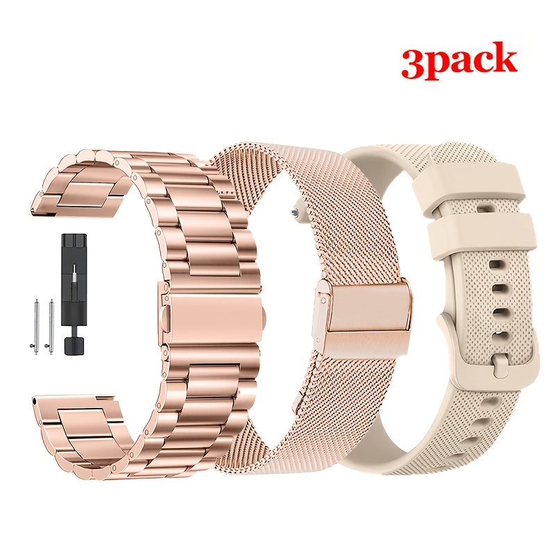 E-shop 18/20/22mm 3er-Pack Edelstahl-Metall - Uhrenarmband Kompatibel mit for Samsung Galaxy Watch 4/5/6/7/FE 40/44mm/ Active/Active2/Bip5/2/GTS3,