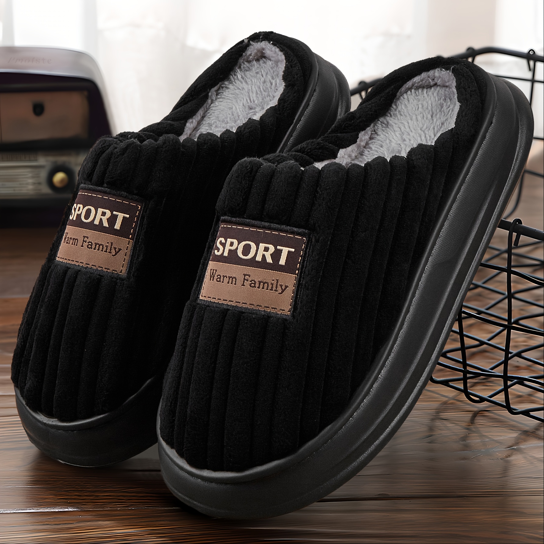 

Cyfmyd Men's Striped Memory Foam Slippers - Cozy & Warm, Sole For Indoor/outdoor Use, Fashionable