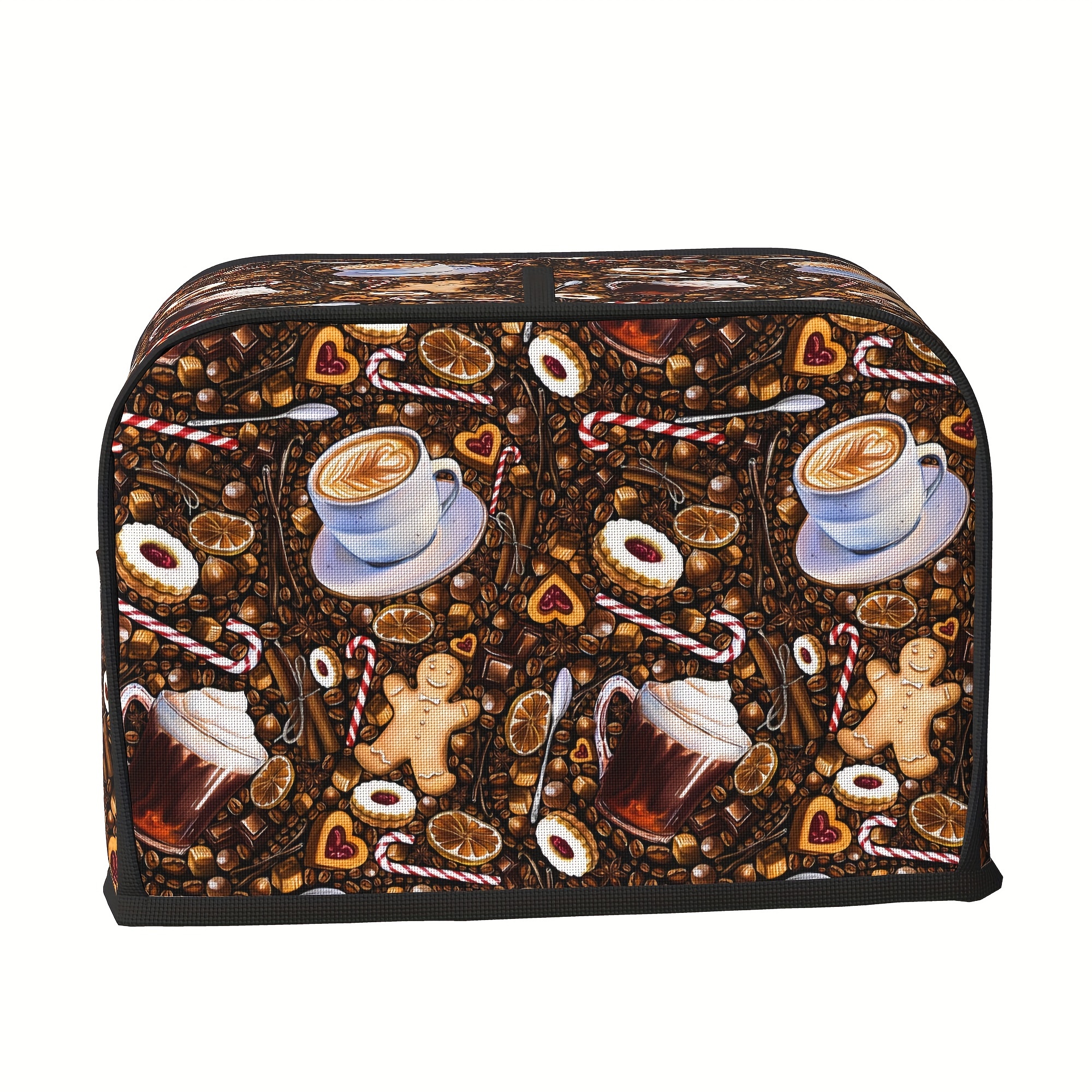 coffee themed toast cover for 2 4   toasters new washable and dust proof with top hook suitable for standard toasters details 9