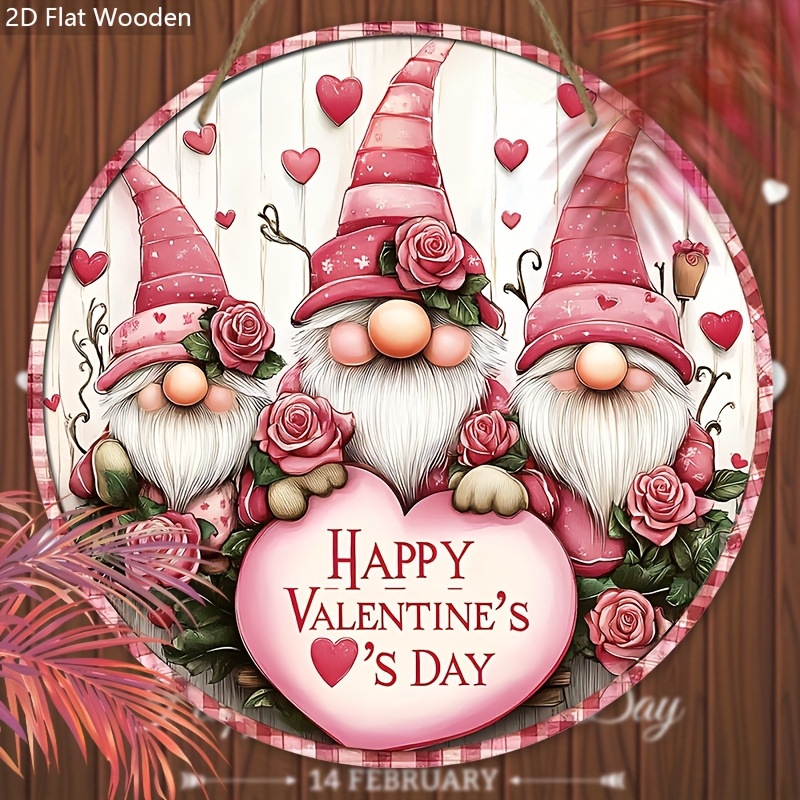 

2d Flat Valentine's Day Wooden Hanging Sign, Theme, No Electricity Needed, With Door Wall Decor For Ideal Gift